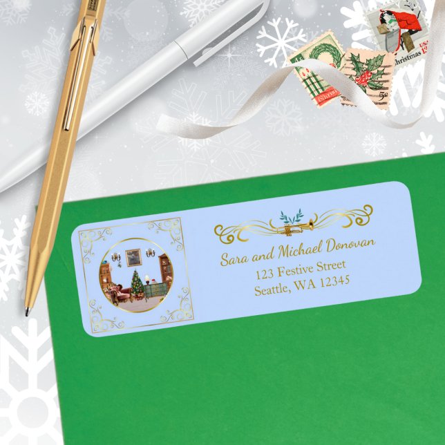 Etiqueta Ode to The Nutcracker Blue Tile Address Label (Criador carregado)