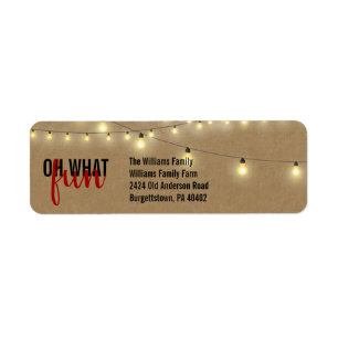 Etiqueta OH QUE DIVERSÃO Tipografia Kraft String Lights