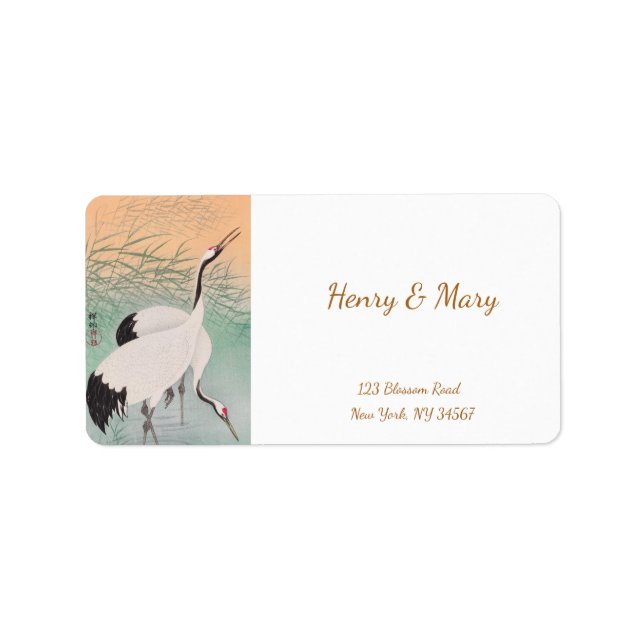 Etiqueta Ohara Koson's Cranes (Frente)