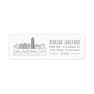 Etiqueta Oklahoma City Stylized Skyline  