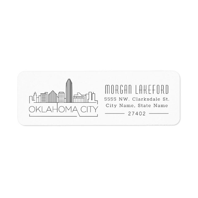 Etiqueta Oklahoma City Stylized Skyline | (Frente)