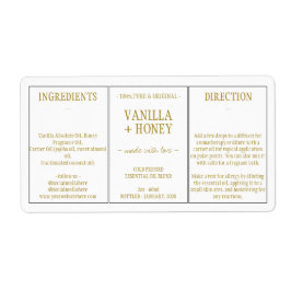 Etiqueta Óleo Essencial Cosmético Vanilla Mel Ingredientes