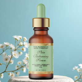 Etiqueta Olive Green & Gold Small Dropper Bottle Label 