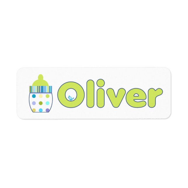 Etiqueta Oliver Baby Bottle Rótulos (Frente)