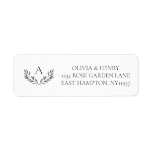Etiqueta Olivia Elegant Simple Cinza Monograma Endereço de