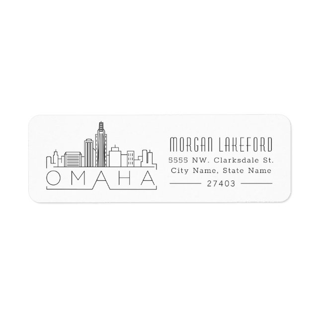 Etiqueta Omaha Nebraska Stylizou Skyline | (Frente)