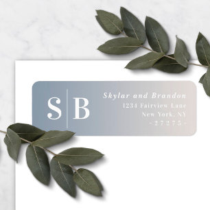 Etiqueta Ombre Dusty Blue & Ivory Wedding Return Address