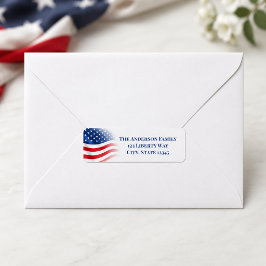 Etiqueta Onda da Bandeira Americana Desbotada Endereço de R
