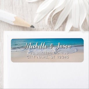 Etiqueta Ondas de Praia Personalizadas do Oceano Azul