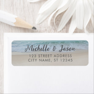 Etiqueta Ondas de Praia Personalizadas do Oceano Azul