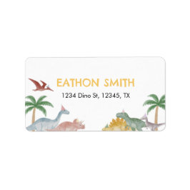 Etiqueta One A Saurus Dinosaur Boy Birthday Return Address