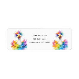 Etiqueta One Silly Goose Rainbow Baby Shower Address