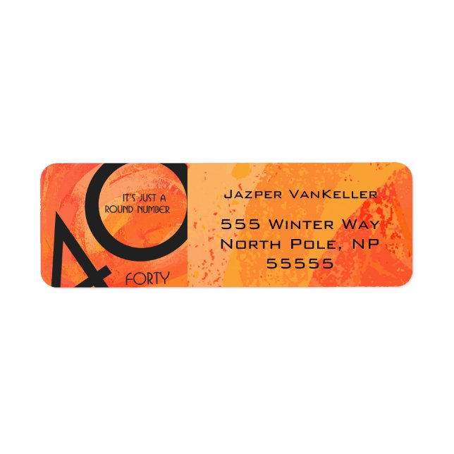 Etiqueta Orange 40 Decade Birthday (Frente)