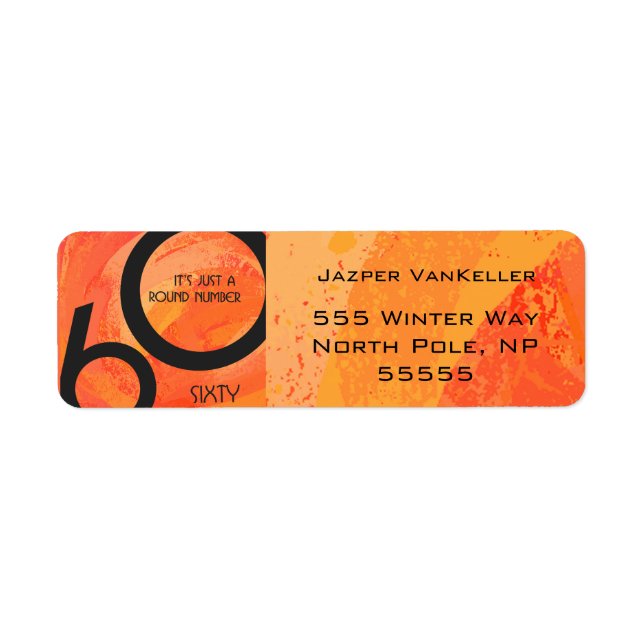 Etiqueta Orange 60 Decade Birthday (Frente)