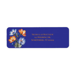 Etiqueta Orange and Cobalt Blue Floral Wedding Return 