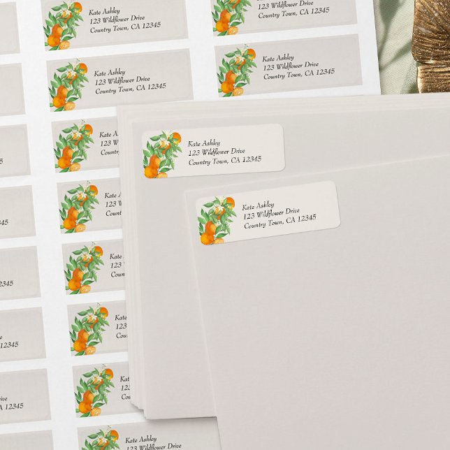 Etiqueta Orange Blossom Citrus Endereço de Casamento (Return Address Labels from the Orange Blossom Wedding Collection by Darling & May)