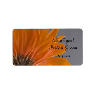 Etiqueta Orange Daisy no casamento de Cinzas Obrigado Marqu