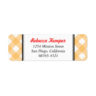 Etiqueta Orange gingham country rustic charm return address