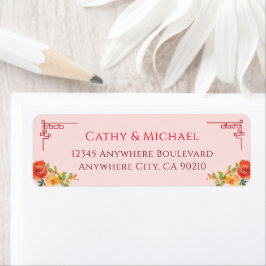 Etiqueta Orange yellow floral Chinese style return address
