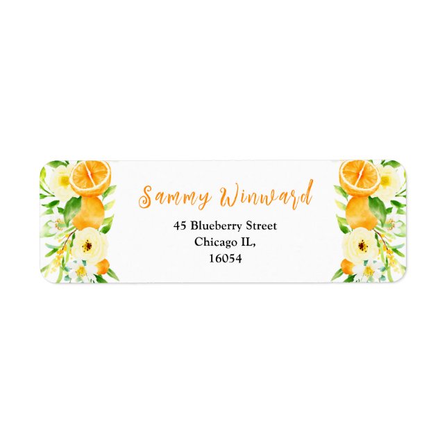 Etiqueta Oranges and Foliage Baby Shower (Frente)