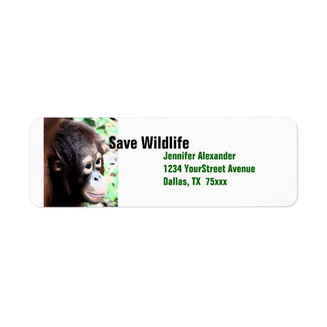 Etiqueta Orangutan Save Wildlife (Frente)