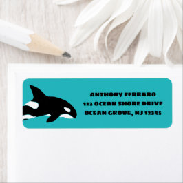 Etiqueta Orcas Killer Whales Teal Blue Return Endereço