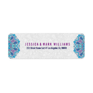 Etiqueta Ornamentado Colorido Lace Floral Fundo Branco