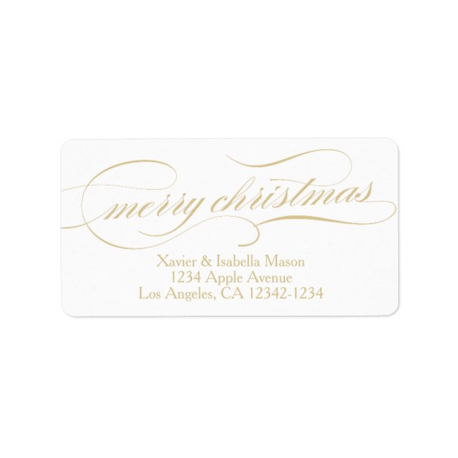 Etiqueta Ornamentado Natal | Dourado/Branco (Frente)