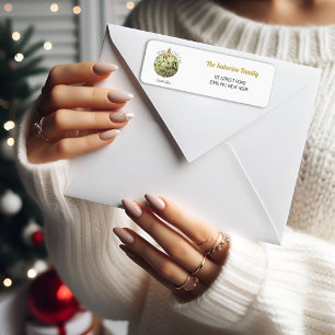 Etiqueta Ornamento Dourado de Portas de Natal Moderno Elega
