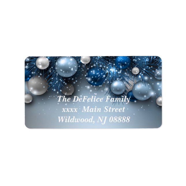 Etiqueta Ornamentos de Natal - Blues (Frente)