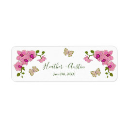 Etiqueta Orquídeas Roxas Delicadas Elegantes Botânico Boêmi