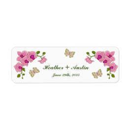 Etiqueta Orquídeas Roxas Delicadas Elegantes Botânico Boêmi