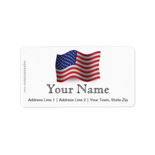 Etiqueta Os Estados Unidos que acenam a bandeira