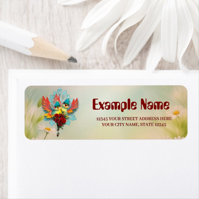 Etiqueta Os pássaros bonitos de bom humor. (Insitu)