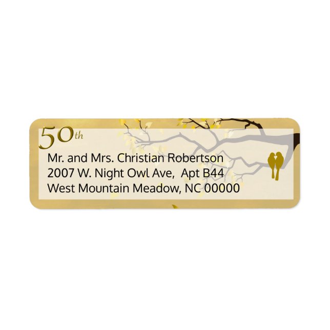 Etiqueta Ouro Aniversário da Lovebird (Frente)