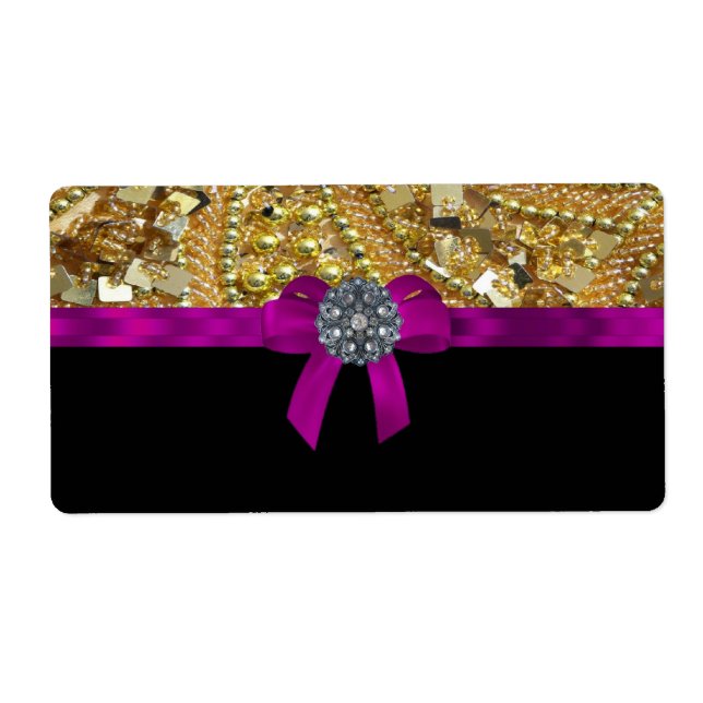 Etiqueta Ouro brilhante e preto (Frente)