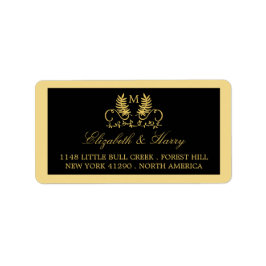 Etiqueta Ouro Floral Emblem Wedding