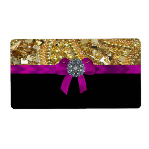 Etiqueta Ouro Glittery & preto