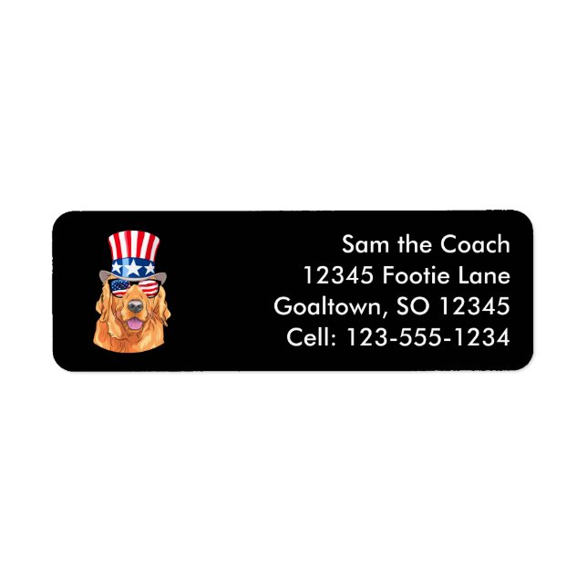 Etiqueta Ouro Retriever America 4 de julho EUA Flag (Frente)