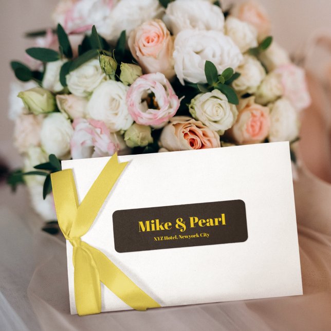 Etiqueta Ouro Rico no Tema do Casamento Negro (Customize your label as per your wedding theme )