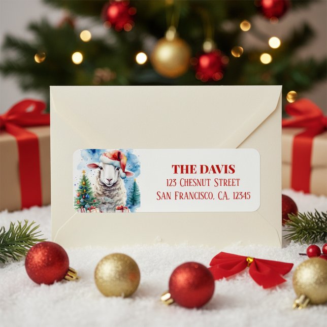 Etiqueta Ovelha Festiva De Natal (Criador carregado)