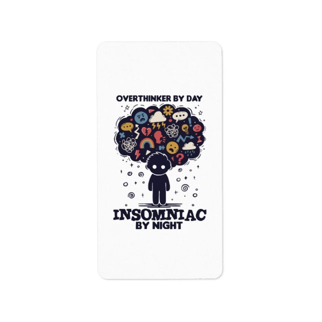 Etiqueta Overthinker by day, Insomniac by night (Frente)