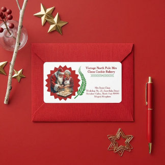 Etiqueta Padaria de Cookies de Natal da Sra. Papai Noel Vin