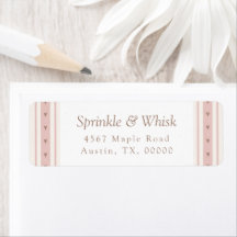 Padaria de Listras de Coração Rosa e Marrom Retrô