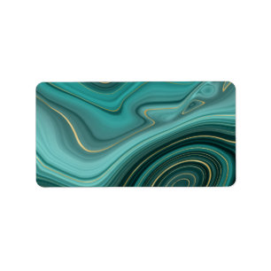 Etiqueta Padrão Abstrato Turquesa Luxo Glam