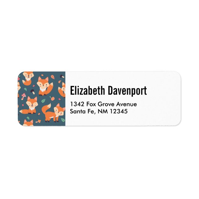 Etiqueta Padrão Animal da Raposa Laranja-branca (Frente)
