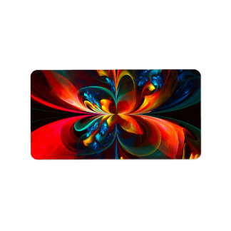Etiqueta Padrão Azul Laranja-Abstrato Floral Moderno #14