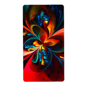 Etiqueta Padrão Azul Laranja-Abstrato Floral Moderno #14
