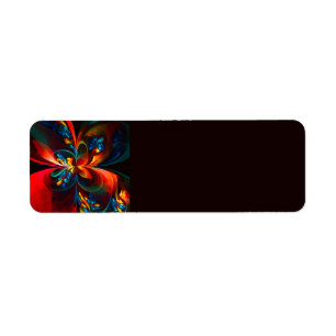 Etiqueta Padrão Azul Laranja-Abstrato Floral Moderno #14