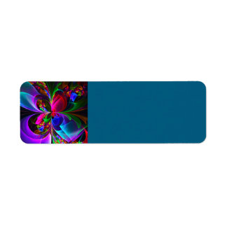 Etiqueta Padrão Azul Vermelho Abstrato Floral Moderno #12